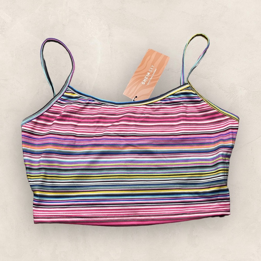 NWT SHEIN SXY Striped Print Crop Cami Top